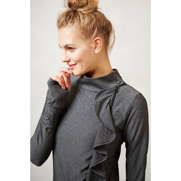 Anthropologie Ruffle Zip Up - Picture 1 of 7